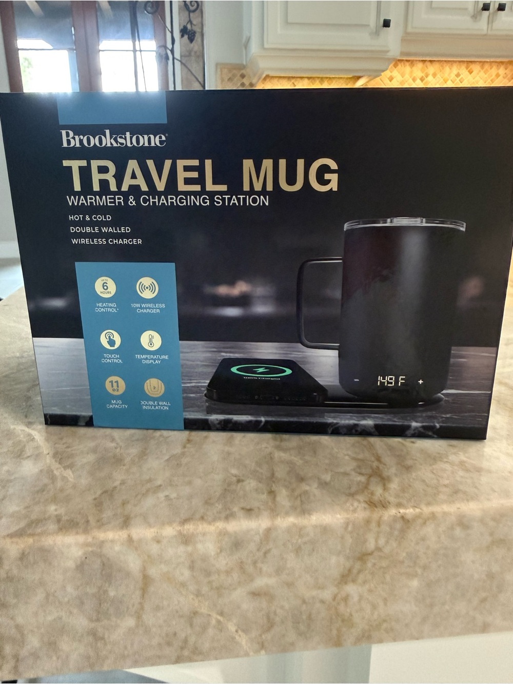 Brookstone Black Travel Mug Warmer & Charging Station